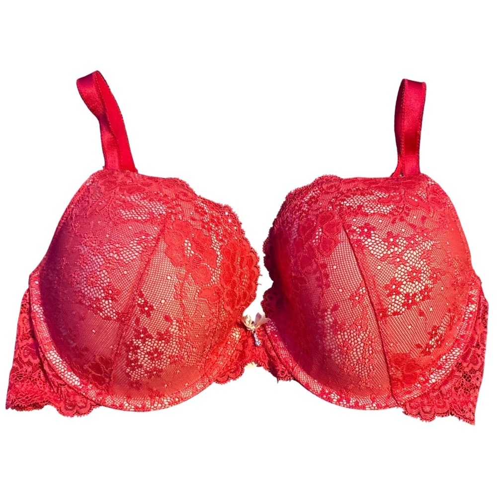 Victoria's Secret Dream Angels Dark Pink‎ Lace Perfect Coverage Bra Size 36D